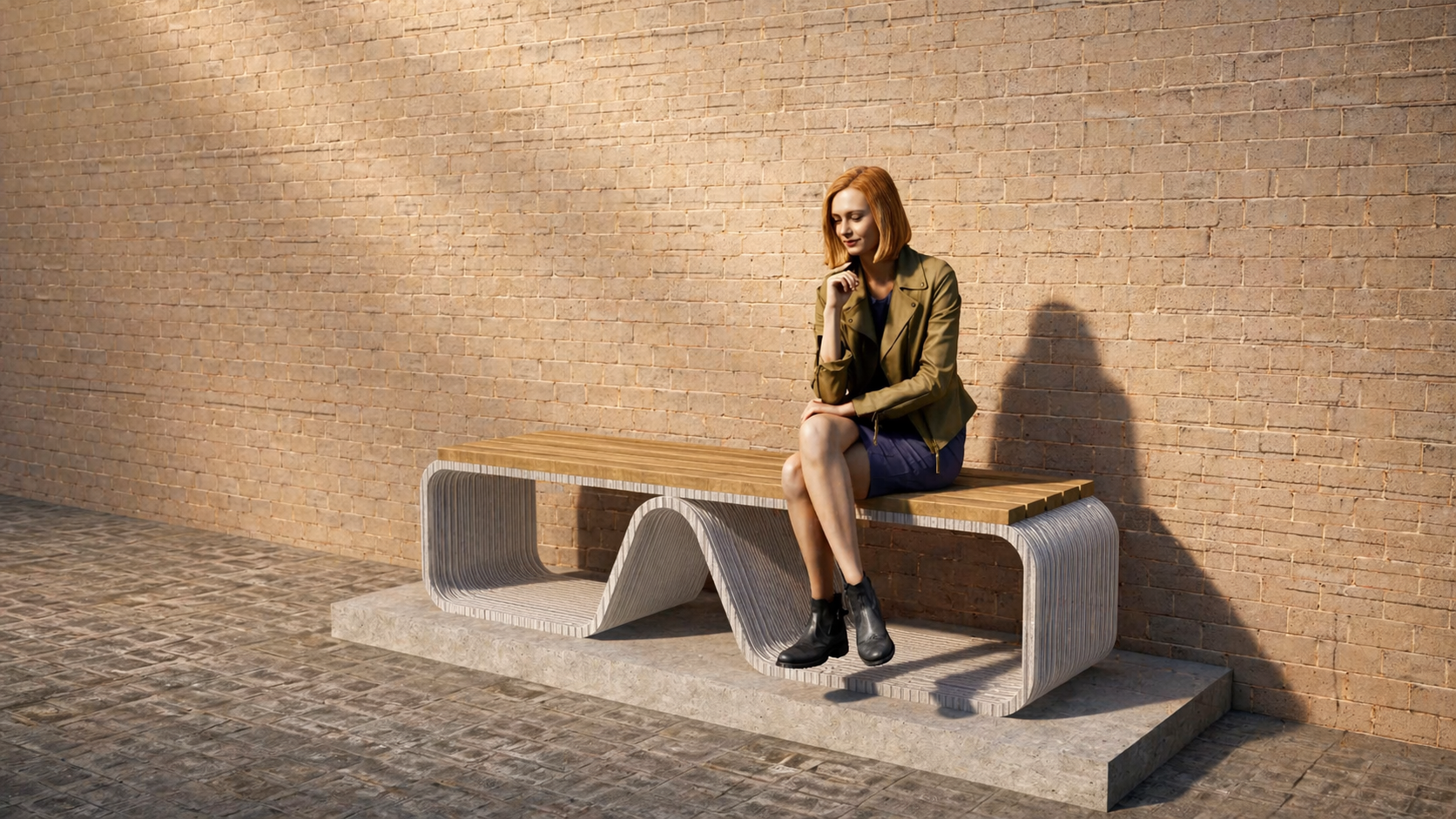 3D Printed Concrete Bench - HOLLOW Detail View